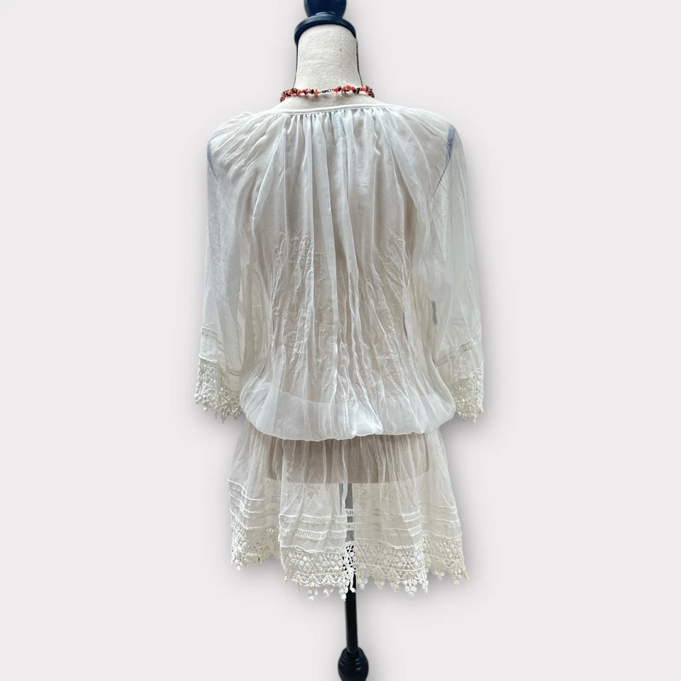 Top Monoreno Mujer L Blanco Boho/Bordado/Cubierta Foto 3 de 4