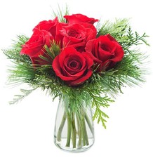 - Merry Red Roses| Fresh For Delivery with vase - Fresh Flowers for , Valenti...