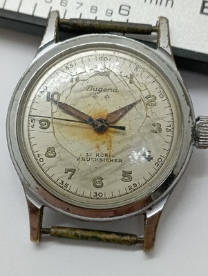 Vintage Dugena Germany Made Watch Good Balance Main Spring For Parts 