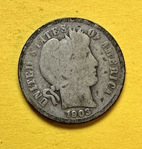1903-O Barber Dime. 90% Sober. Good Condition. Charity Auction/Animal Rescue. ￼