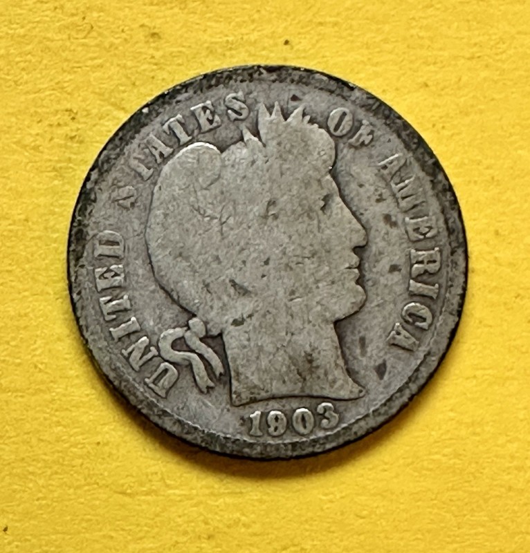 1903-O Barber Dime. 90% Sober. Good Condition. Charity Auction/Animal Rescue. ￼