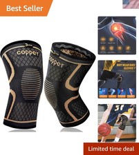 2 Pack Copper Knee Sleeves - Comfortable Compression for Joint Recovery Large