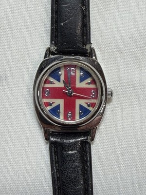 Citron Women s Quartz Watch Union Jack UK Flag Dial Runs Needs New Strap