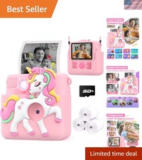 Kids Camera Instant Print with Silicone Cover, Creative Gifts for Girls Age 4...