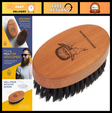 Beard Brush for Men - 100 Boar Bristles, Pear Wood Handle, Tame Soften Facial