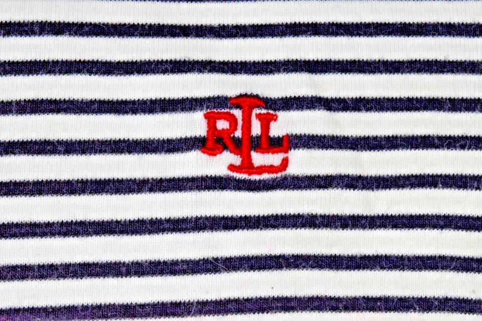 Camisa Pijama Ralph Lauren Vintage Talla S Años 90 Negro Blanco Rayas Rojo Borde de Hombro Foto 4 de 4