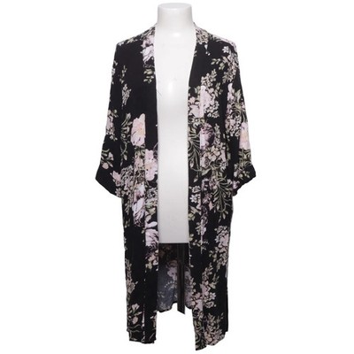 KappAhl, Morgenmantel, Größe: XS/S, Schwarz/Pink/Grün, Viskose, Blumen #ECN