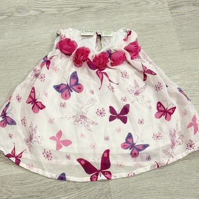 Disney Tinkerbell Baby Girl Blouse Fairy Core Butterflies 3D Flowers Size 6/9 M