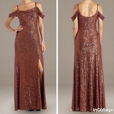 NWT Nightway Bronze Sequin Maxi Dress Formal Size 6