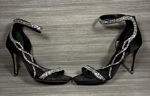 Alexander McQueen US 8,5 cristallo nero raso tacco alto RESTAURO NECESSARIO VEDI FOTO - Foto 6 di 24