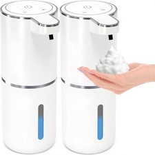 2 Pack Automatic Foaming Soap Dispenser, Touchless Dispenser USB Rechargeable