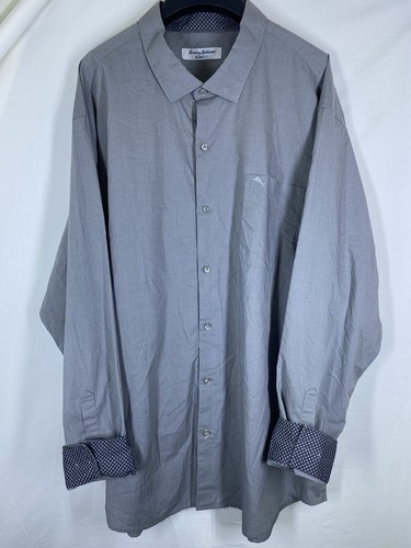 Tommy Bahama Island Zone Hemd Herren 3XL grau Flip Manschette Knopfleiste Langarm USA