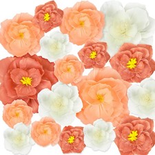 18 PCS Giant Paper Flowers Artificial Decoration Wall Backdrop Pink White