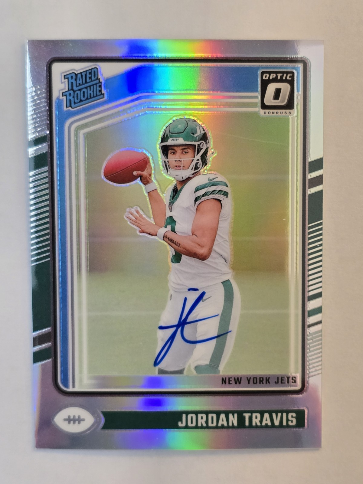 2024 Donruss Optic Jordan Travis Silver On Card Auto /150 RC - NY Jets #260