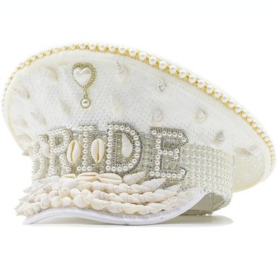 Pearls Conch Bride Hat Glittering Party Hat Bridal Shower Party Night Club Hat