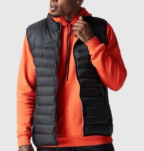 Fabletics The Mogul Puffer Vest Mens XL Black Full Zip Hidden Pockets Outdoors