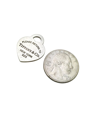 Please Tiffany & Co. Sterling Silver Heart Tag Charm Pendant - Monogrammed - Picture 2 of 3