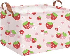 Rectangle Storage Basket with Handles,Collapsible Strawberry