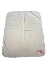 Carters LOVE Applique Baby Blanket Pink White Floral Polka Dot Cotton Lovey