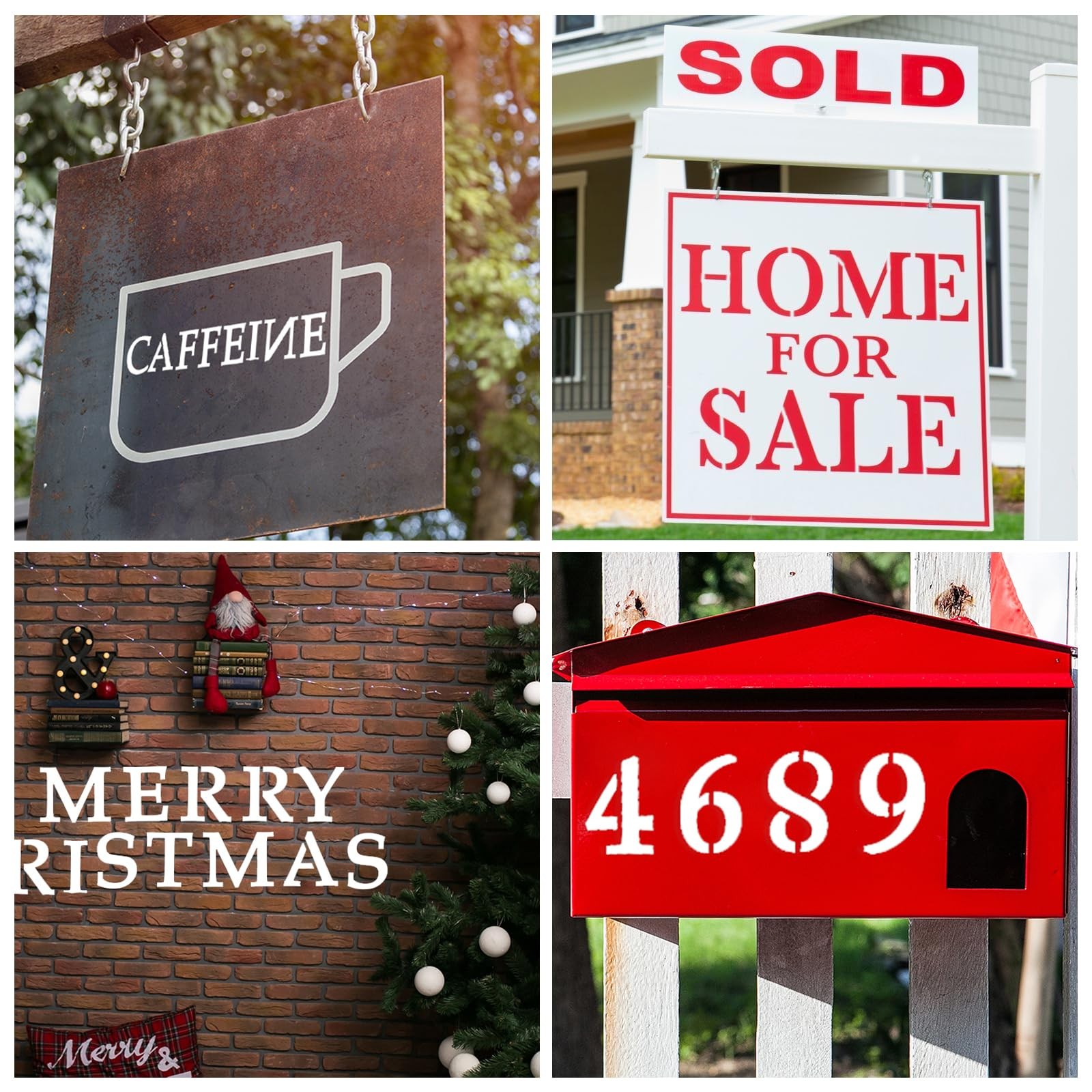 36 Pcs 4 Inch Letter and Number Stencils, Reusable Plastic Alphabet Spray Paint