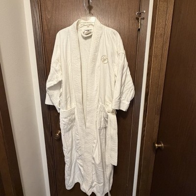Fairmont Hotel Luxury Spa Robe White Velour Terry Monarch Cypress Unisex Belt  
