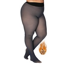 Fleece Lined Winter Thermal Leggings with Sheer Skintone Look-Women-Grey-XL