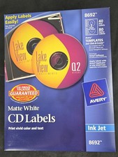 Avery 8692 Matte White Jewel Case CD/DVD Labels 40 Disk Labels  80 Spine Labels