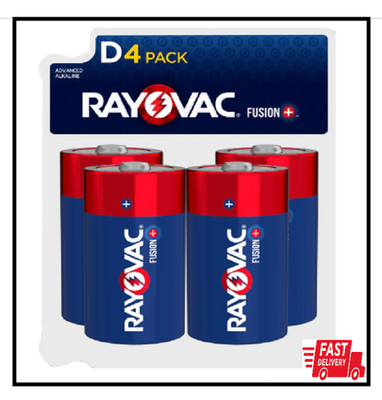Rayovac Fusion D Batteries (4 Pack), Alkaline D Cell Batteries