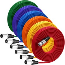 6 Pack 15 ft XLR Cables 3 Pins Balanced Microphone Mic Cord Mixers