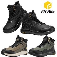 FitVille Mens Hiking Boots Mid Height Outdoor Trekking Camping Shoes Non-Slip