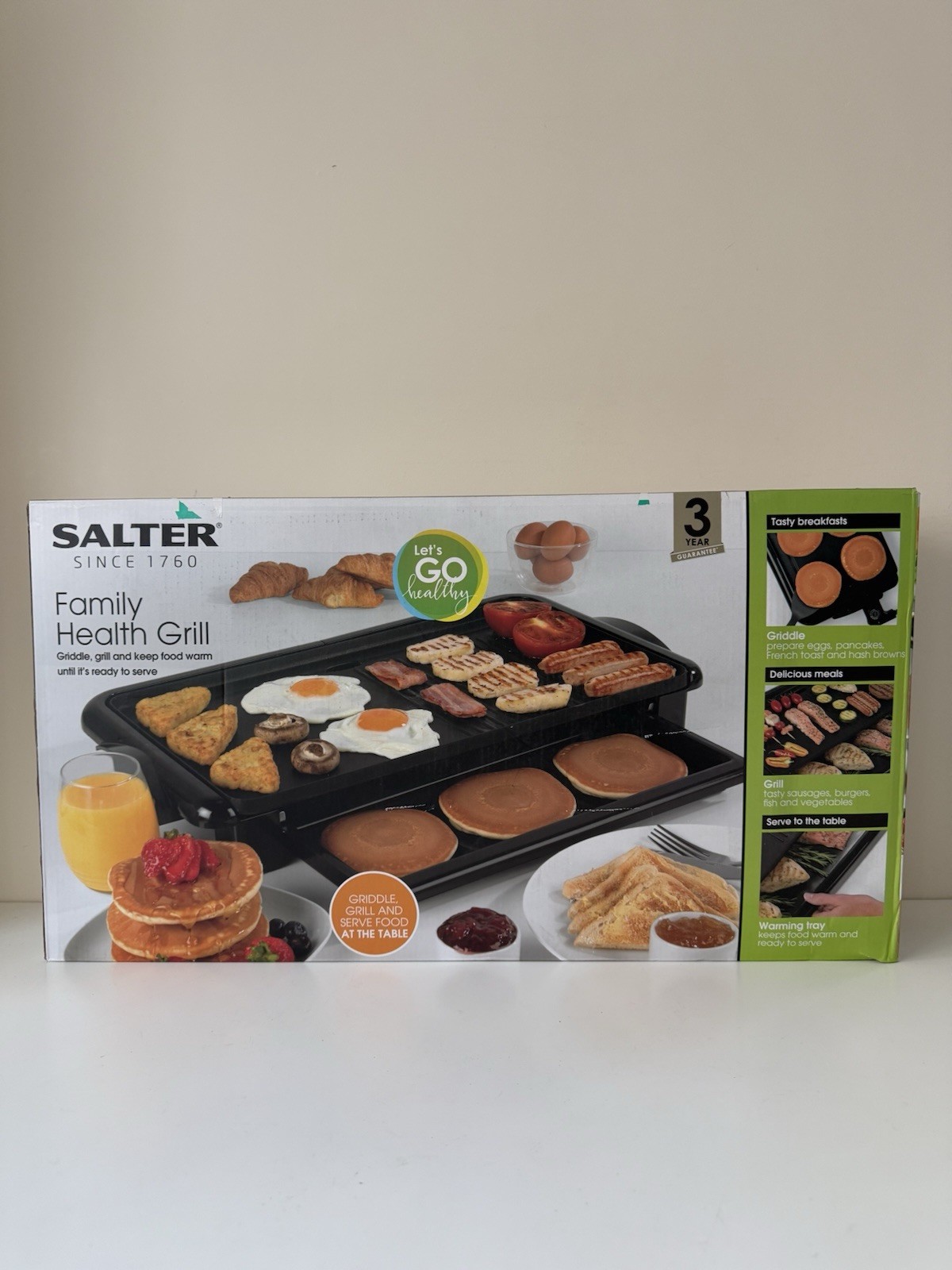 Salter Health Grill Large Family Electric Flat Top Griddle Multicooker Non-Stick
