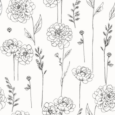 RoomMates Black Maisey 18'x20.5'' Peel and Stick Wallpaper Cottagecore Black