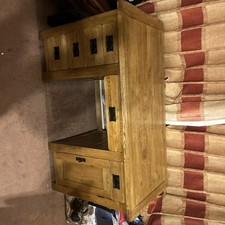 Solid Wood Desk with Drawers - computer draw with cabinet with wire hole .