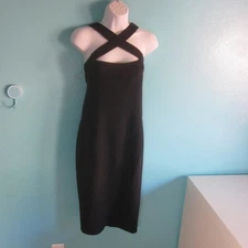Narciso Rodriguez Vintage Black Cross Front Sheath Dress 40 Fits US 2