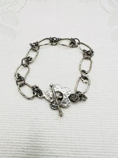 Silpada Sterling 925 Silver Flowering Link Toggle Bracelet 8.5 Inches