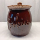 Vintage Hull Pottery Brown Drip Glaze "Cookies"  Cookie Jar with Lid Made In USA