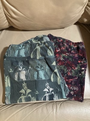 LULAROE Lot of 2 Leggings Disney Witch Snow White & 1 More Size Tall & Curvy T&C
