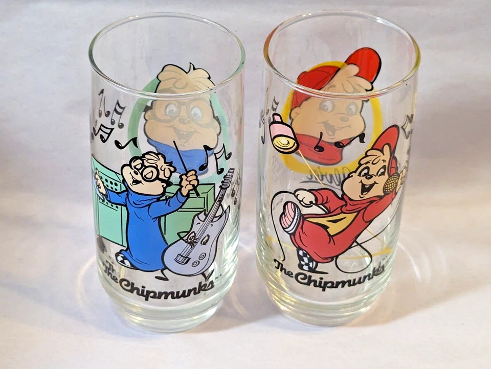 2 Vintage 1985 Alvin and the Chipmunks drinking Glasses Alvin , Simon - Изображение 2 из 4