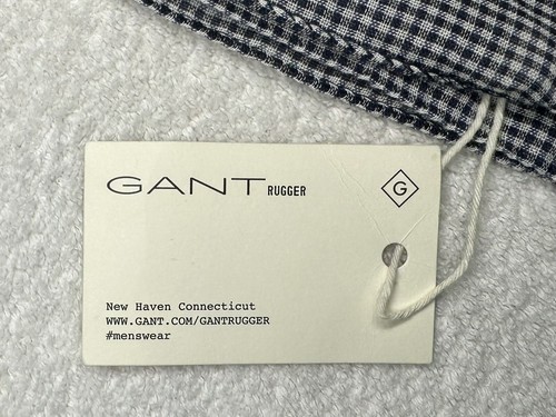 GANT Men’s Scarf Muffler Rugger Blue White Gingham Check Cotton 17”x73”in NWT - Picture 9 of 15