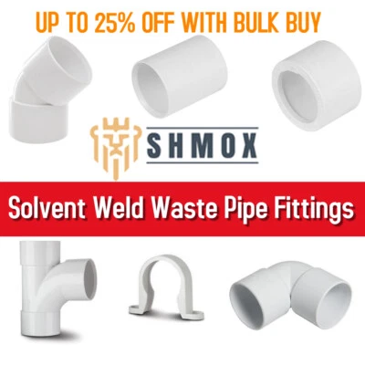 32MM & 40MM UPVC Solvent Weld Waste Pipe Fittings Black, White & Grey Bulk!