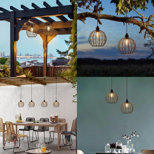 Rustic Outdoor Chandelier Lights with Copper Wire Shades – Perfect for Patios - Picture 9 of 9