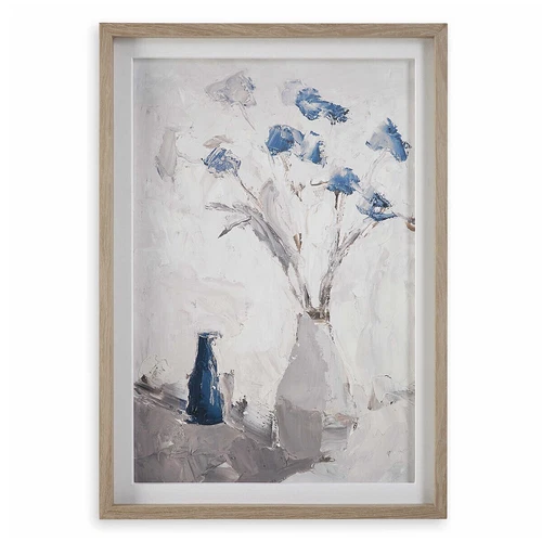 Blue Flowers In Vase Framed Wall Art Botanical Contemporary ~ Uttermost 32287 - Picture 1 of 6