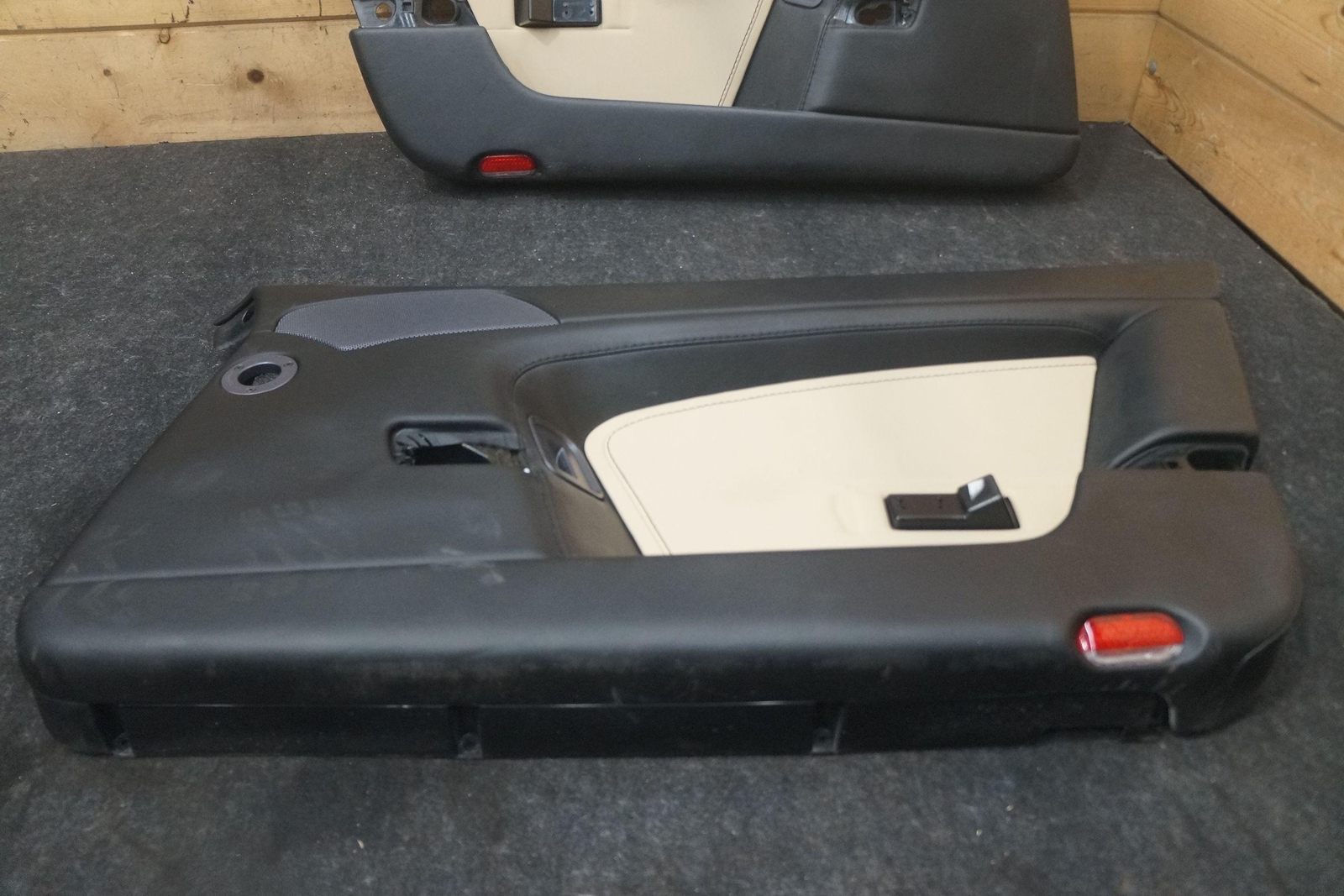 Set 2 Interior Door Trim Panel Black Tan Beige OEM Aston Martin V8 Vantage 2006