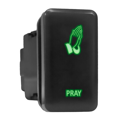 PRAY - Green Backlit Tall Push In Switch  1.54''x 0.83'' (Fit: Toyota)