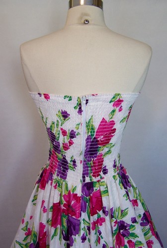 Gorgeous Vintage 50s Style Strapless Floral Sun Dress 1980s Does 50s X-Small - Picture 8 of 9