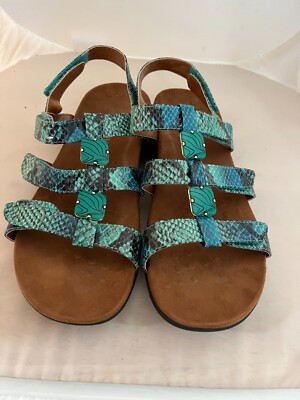 Vionic Women's Amber Turquoise Teal Strappy Sandals Size 10 Adjustable  Orthoheel