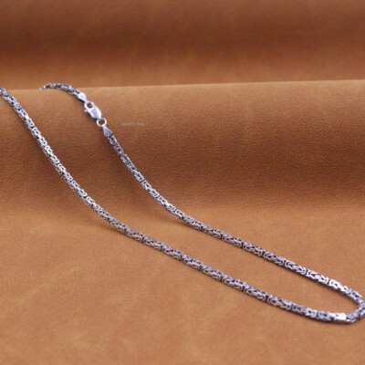 Real S925 Sterling Silver Chain Men Women 2.5mm Byzantine