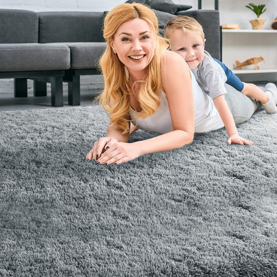 Fluffy Rugs Large Shaggy Rug Bedroom Living Room Anti Slip Soft Carpet ...