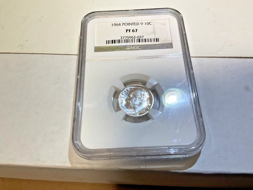 1964 Proof Silver Roosevelt Dime - Pointed 9 - 10c - NGC GRADED PF67