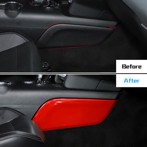 Red Gear Shift Box Side Cover Trim Bezel Decor For Ford Mustang 15+ Accessories - Foto 3 di 8